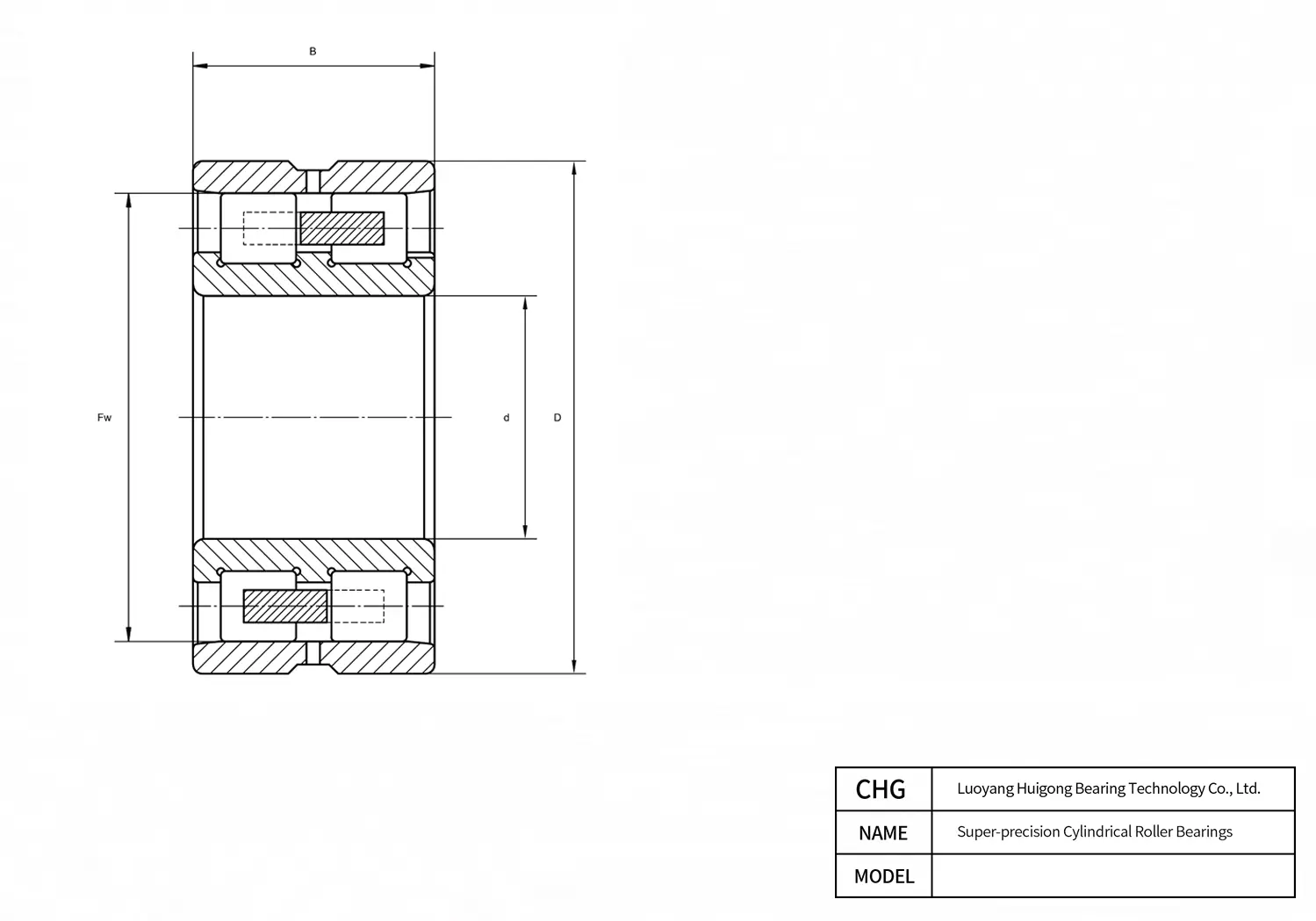 N 1016 KPHA/HC5SPVE587A - Super-Precision Cylindrical Roller Bearings CAD Drawing