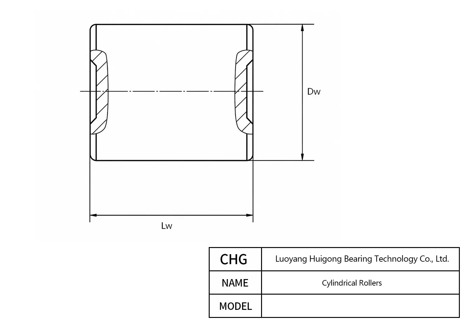 62*96 - Cylindrical Rollers CAD Drawing