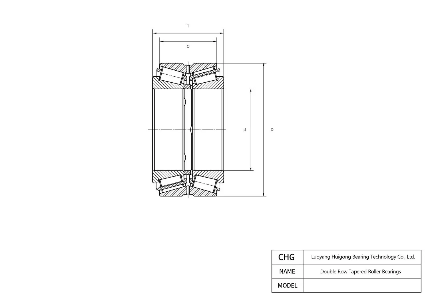CAD Drawing and Dimensions for 46292 Double Row Tapered Roller Bearings