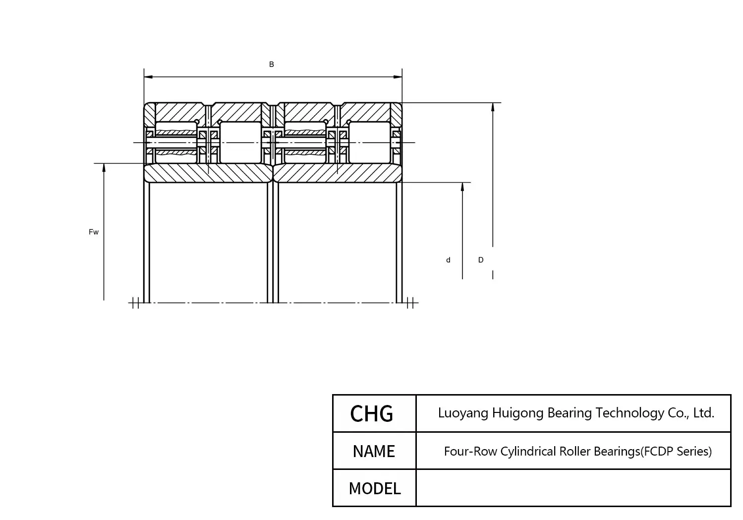 FCDP140196620 - Four-Row Cylindrical Roller Bearings CAD Drawing