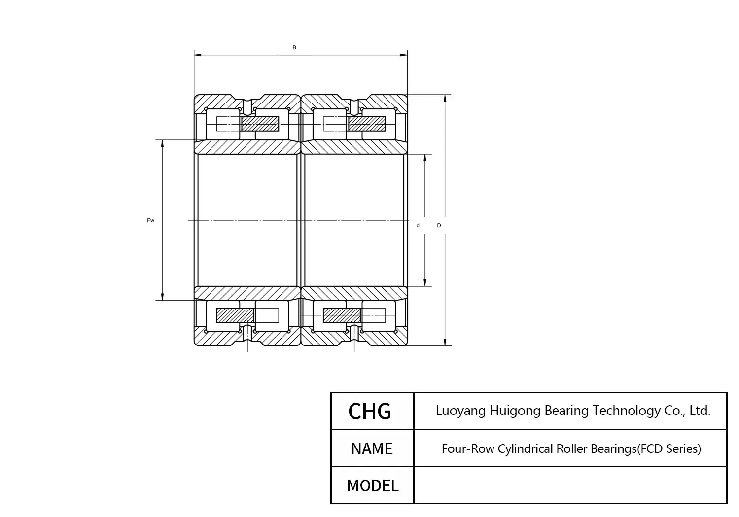 FCD88124450 - Four-Row Cylindrical Roller Bearings CAD Drawing