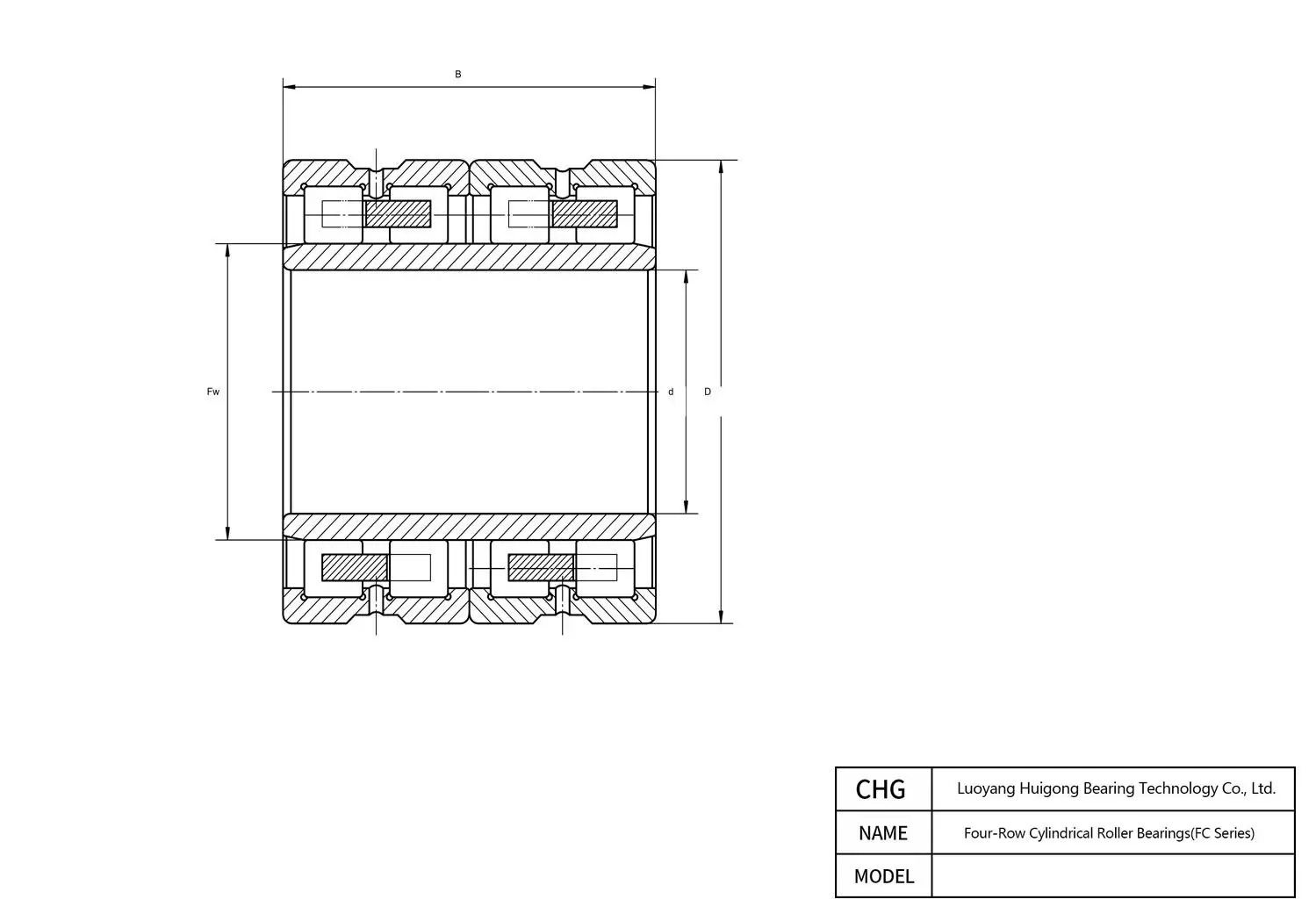 74FC54400A - Four-Row Cylindrical Roller Bearings CAD Drawing