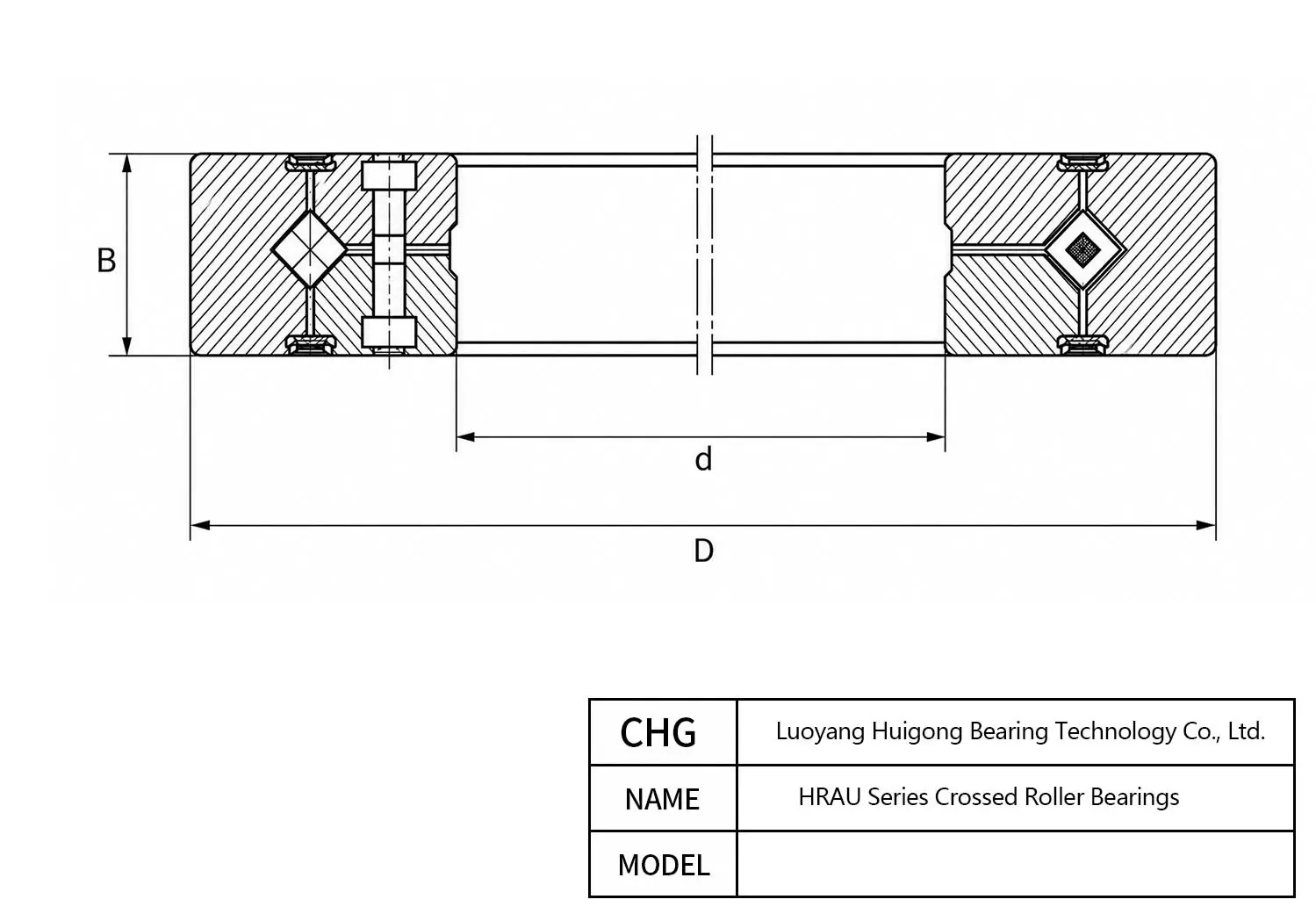 HRA6008 - HRAU Series Crossed Roller Bearings CAD Drawing