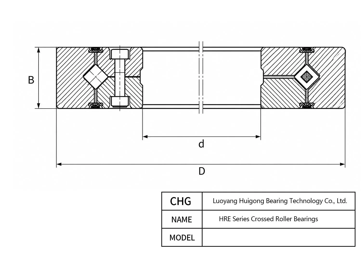 HRE10016 - HRE Series Crossed Roller Bearings CAD Drawing