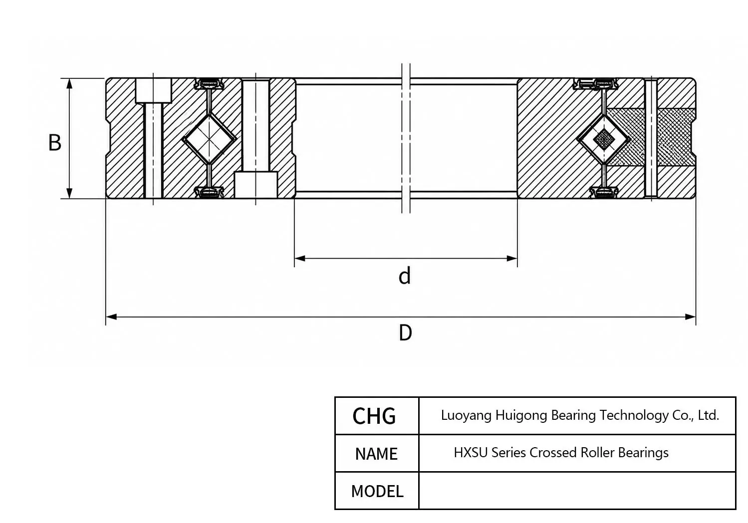HXSU140544 - HXSU Series Crossed Roller Bearings CAD Drawing