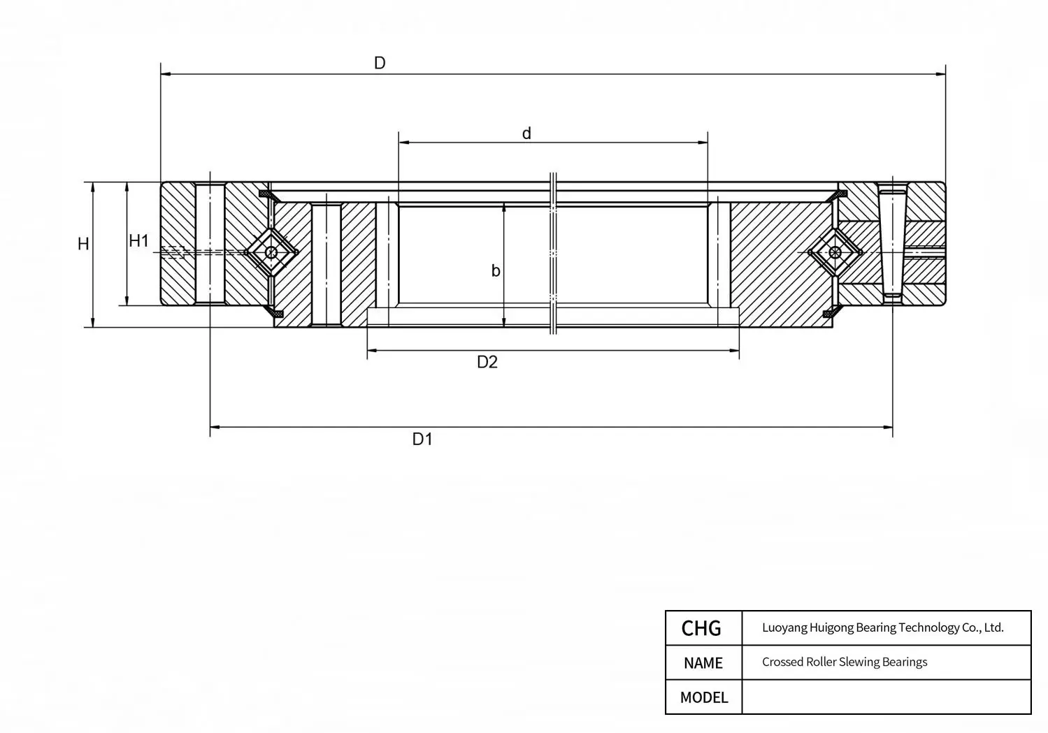 CAD Drawing and Dimensions for 2797/3780G2 Crossed Roller Slewing Bearings