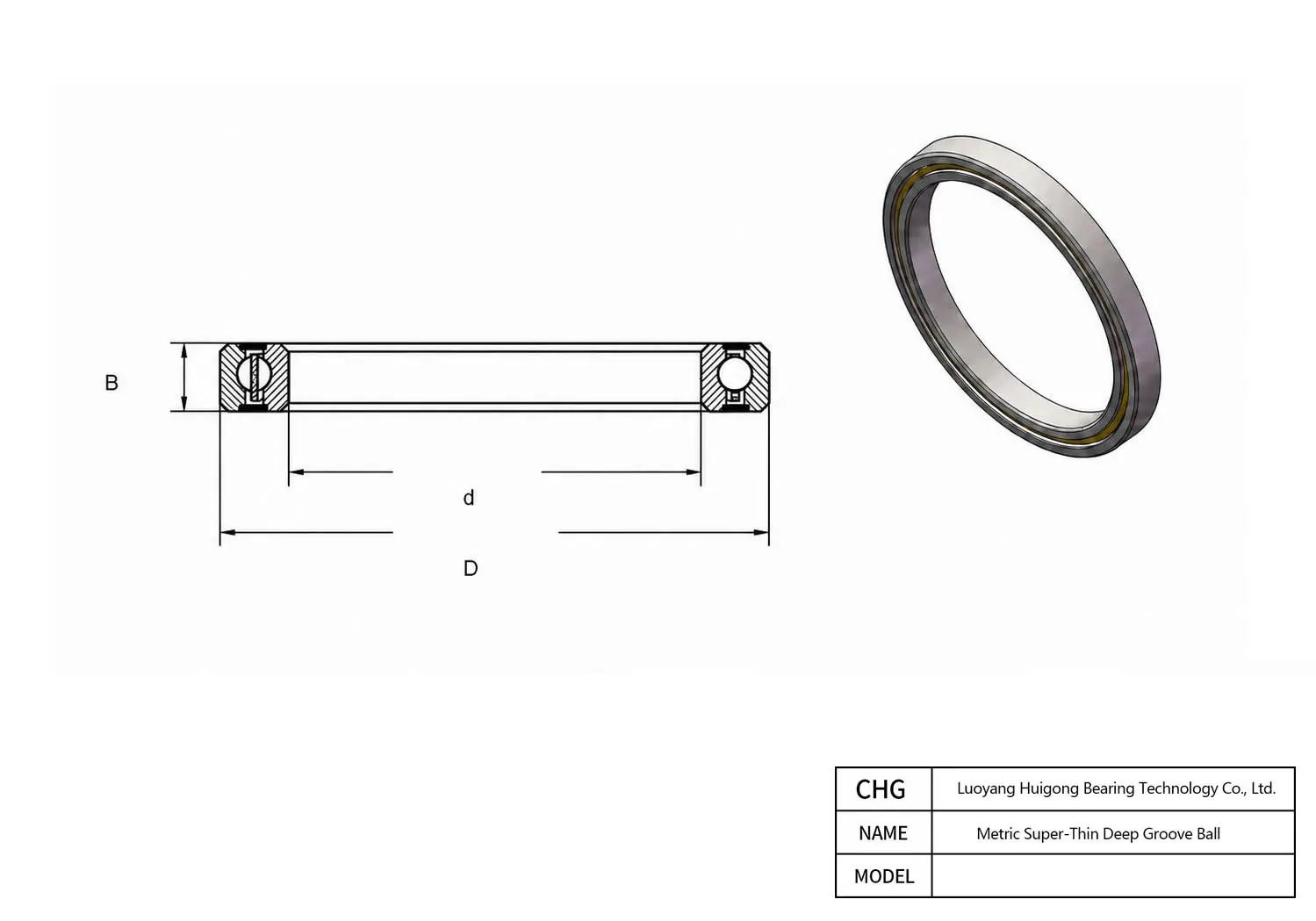 CAD Drawing and Dimensions for 6702 Metric Super-Thin Deep Groove Ball Bearings