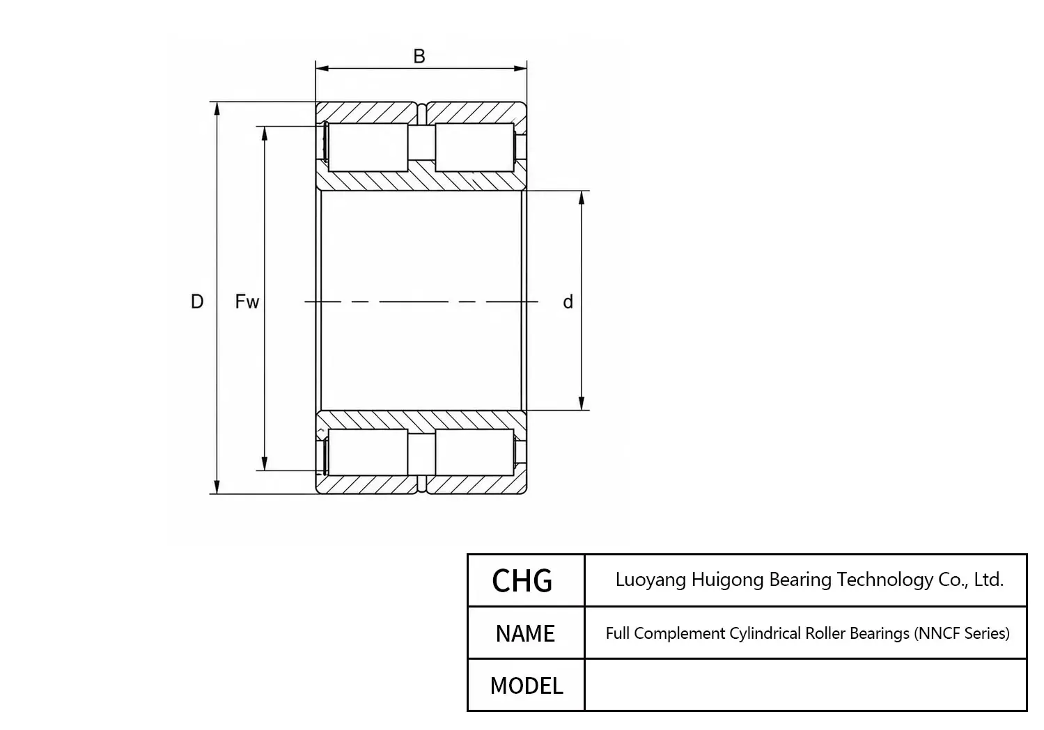 NNCF5056V - Full Complement Cylindrical Roller Bearings CAD Drawing