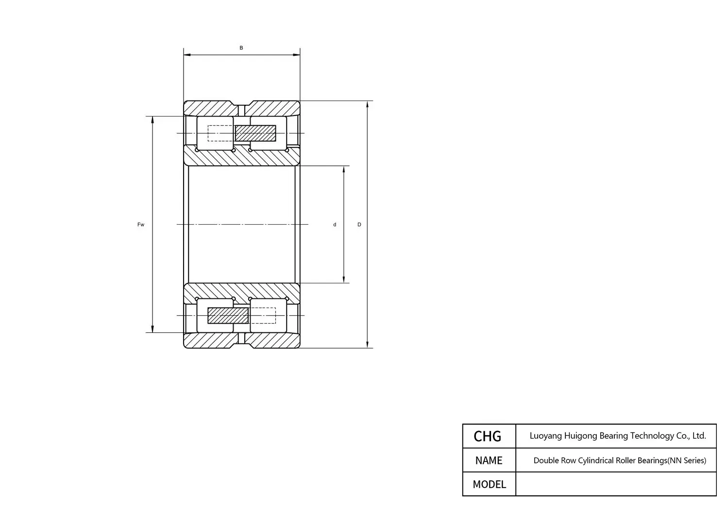 NN3021 - Double Row Cylindrical Roller Bearings CAD Drawing