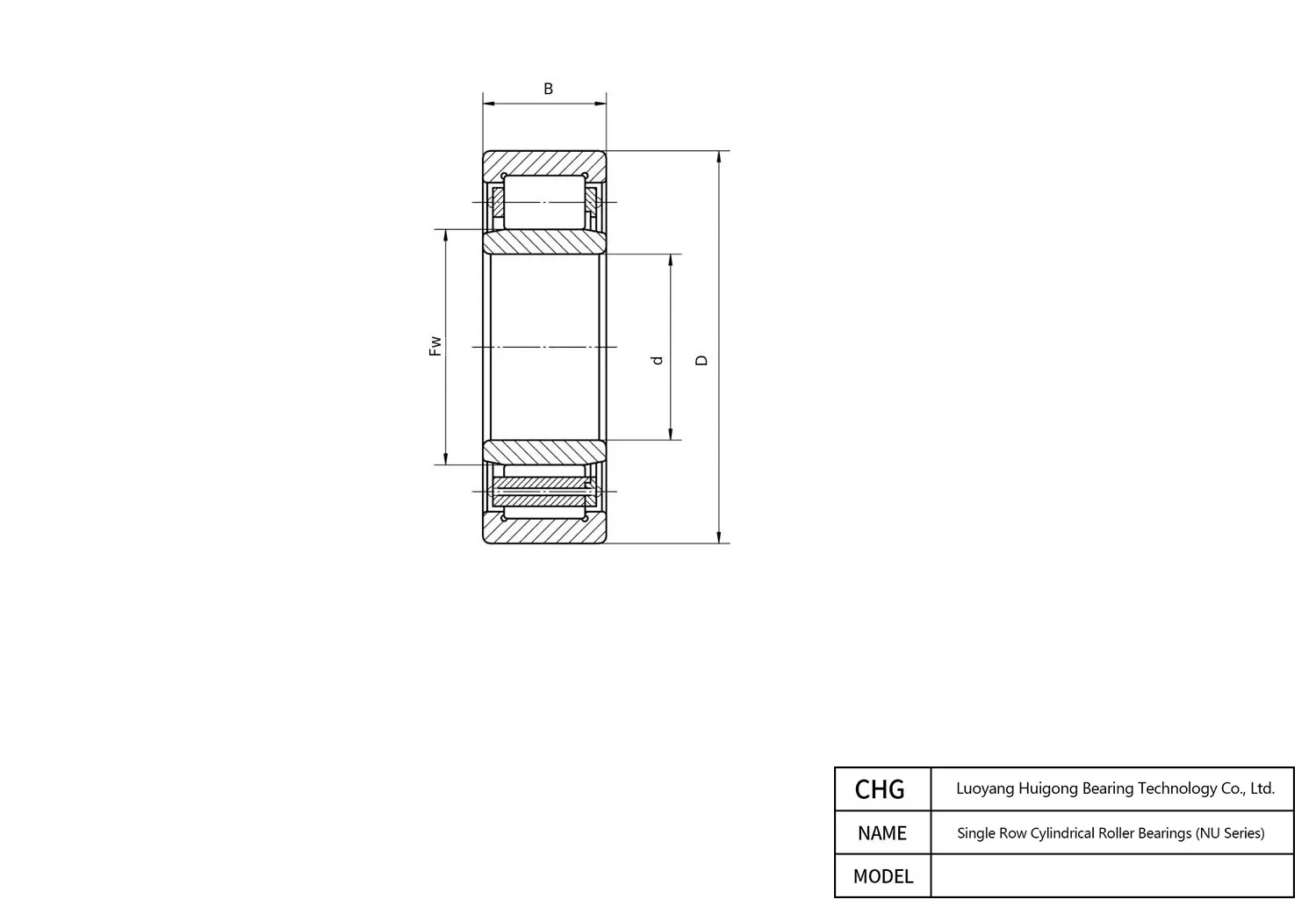 CAD Drawing and Dimensions for NU1236 Single Row Cylindrical Roller Bearings