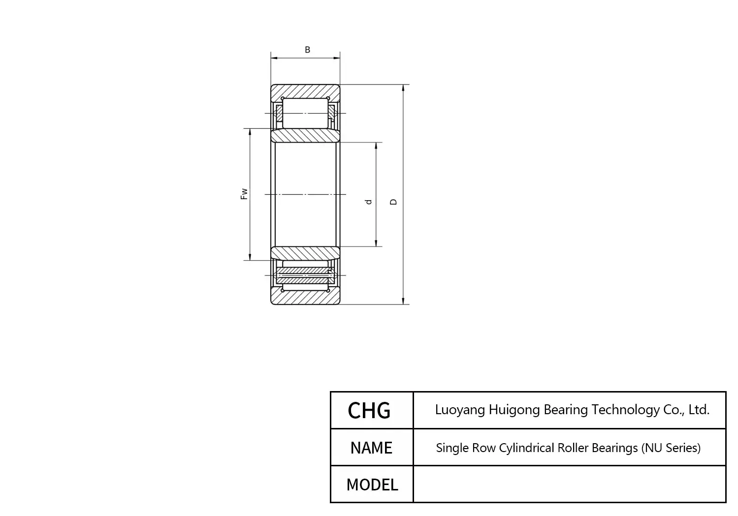 NU1034 - Single Row Cylindrical Roller Bearings CAD Drawing