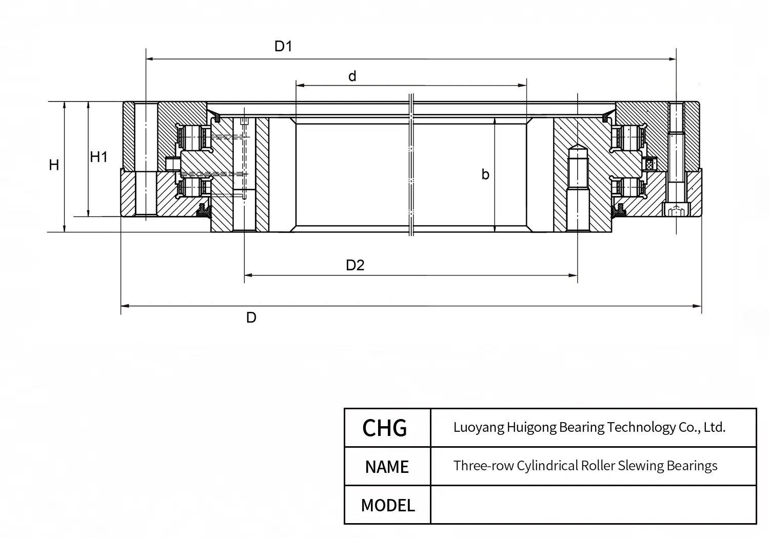 5397/3370 - Three-row Cylindrical Roller Slewing Bearings CAD Drawing