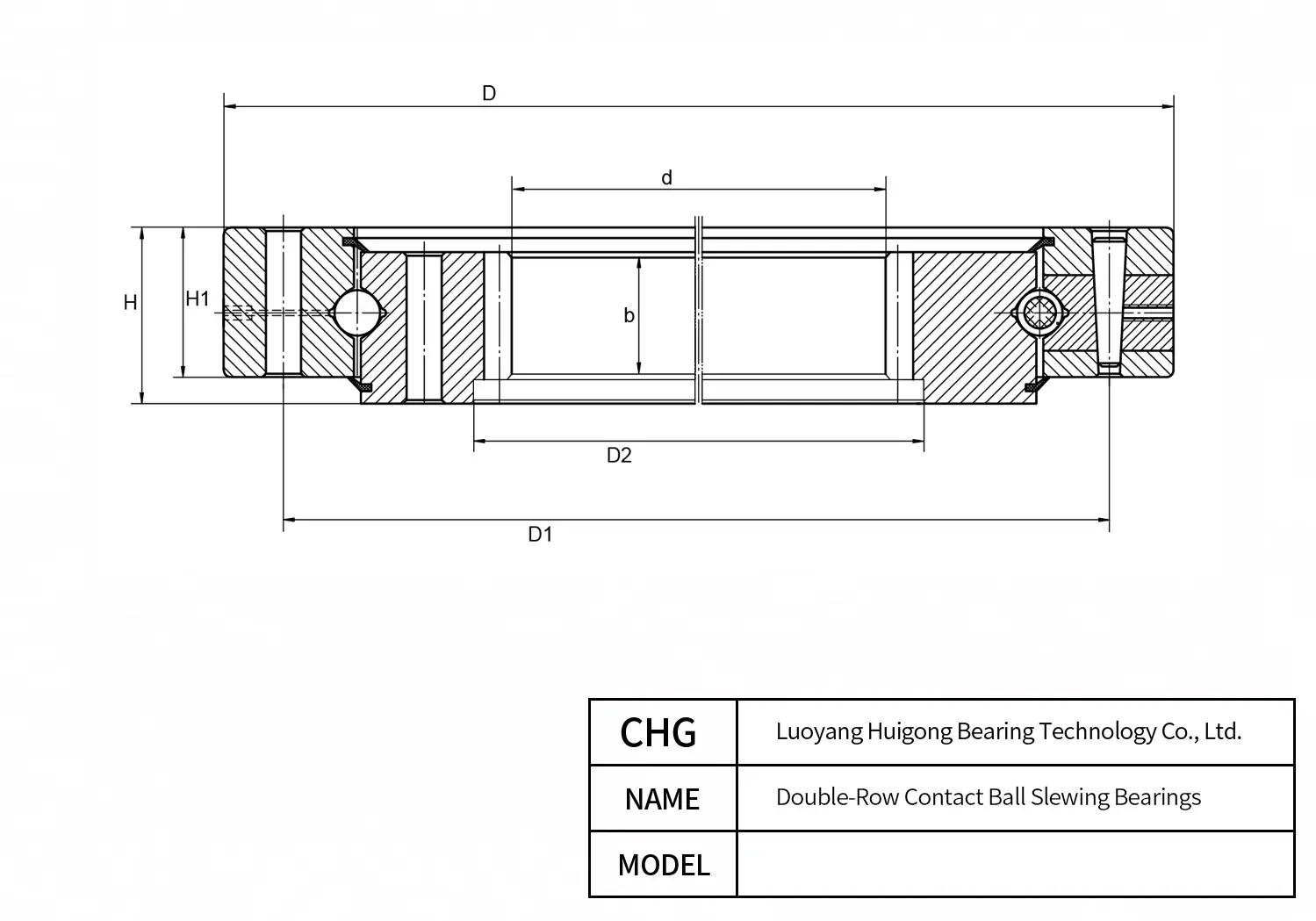 024.25.630 - Double-Row Ball Slewing Bearings CAD Drawing