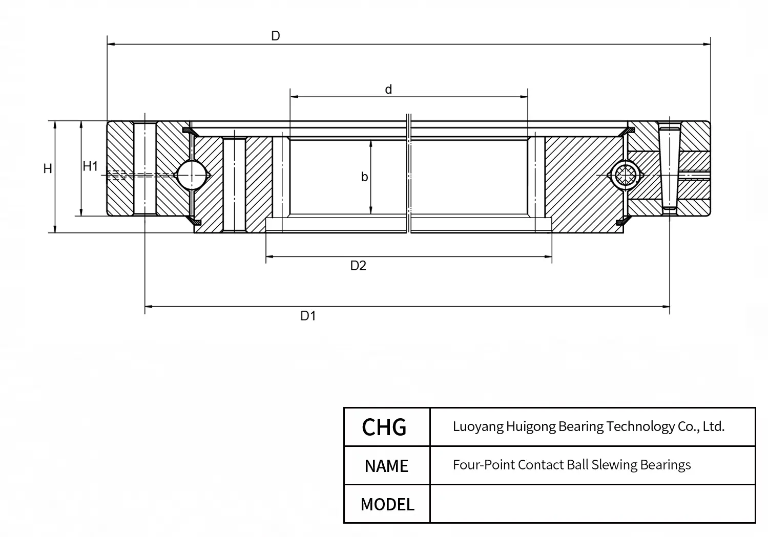 013.10.810.03 - Four-Point Contact Ball Slewing Bearings CAD Drawing