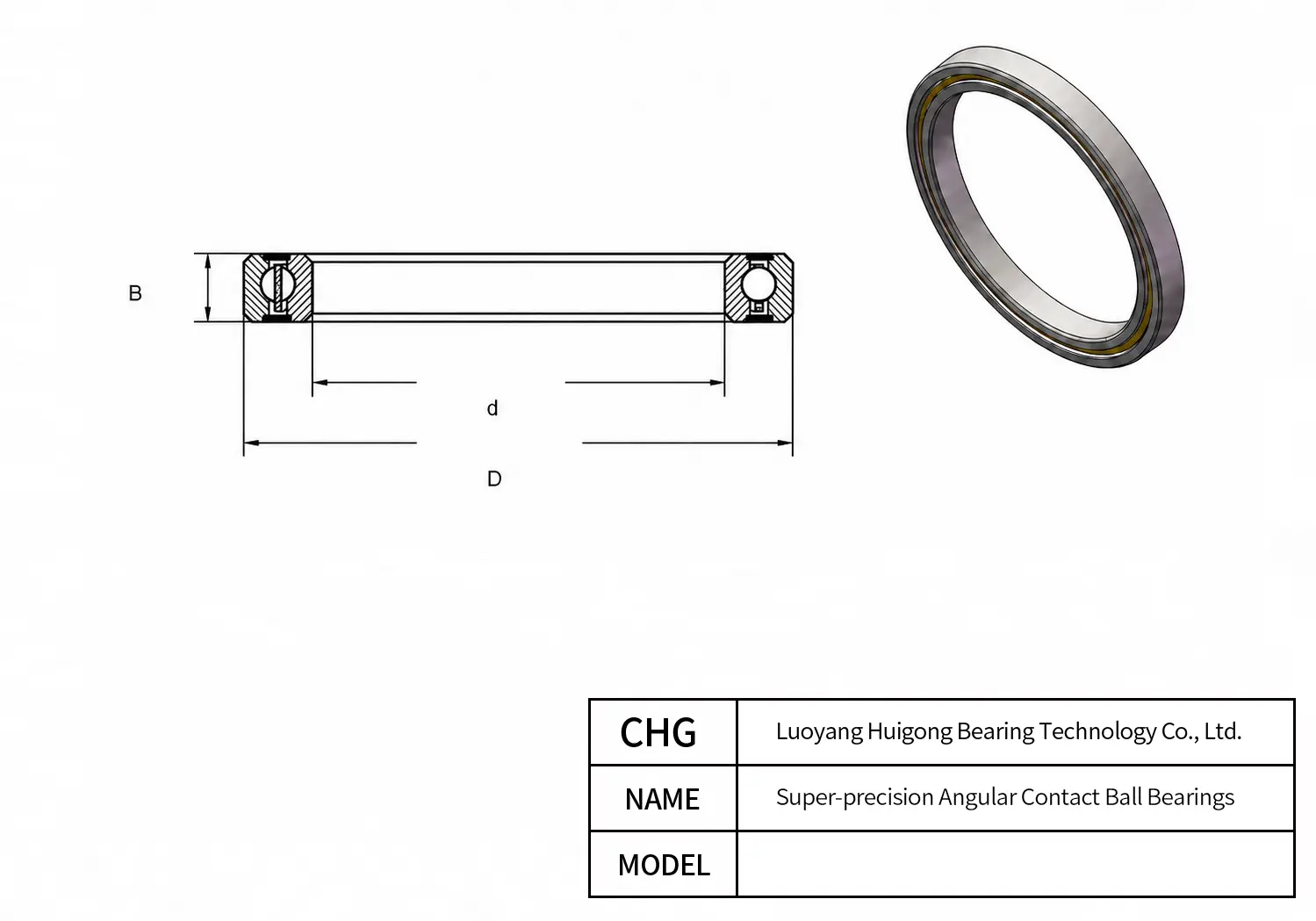 7009 ACE/HCP4ADT - Super-precision Angular Contact Ball Bearings CAD Drawing