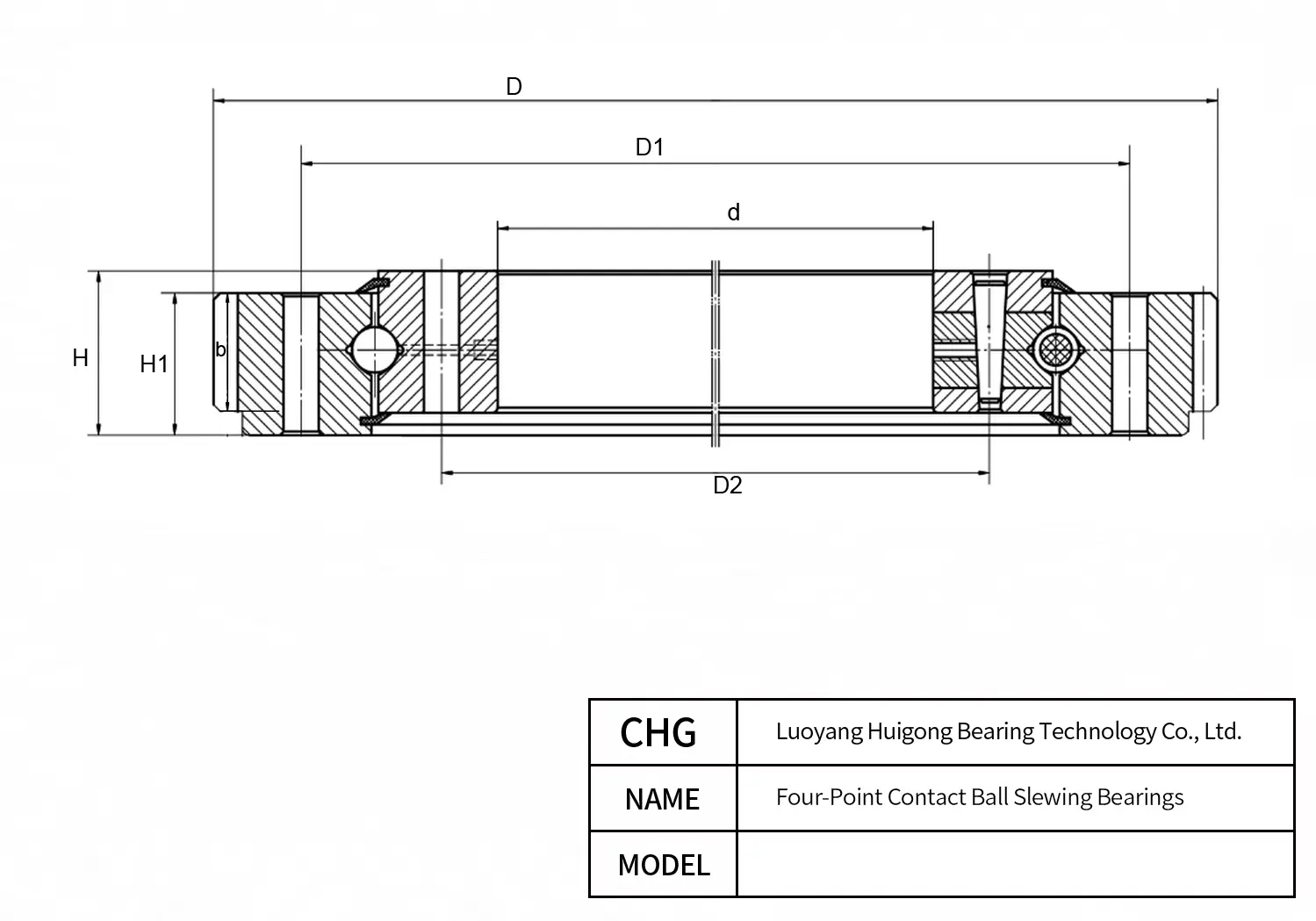 011.08.121.03 - Four-Point Contact Ball Slewing Bearings CAD Drawing