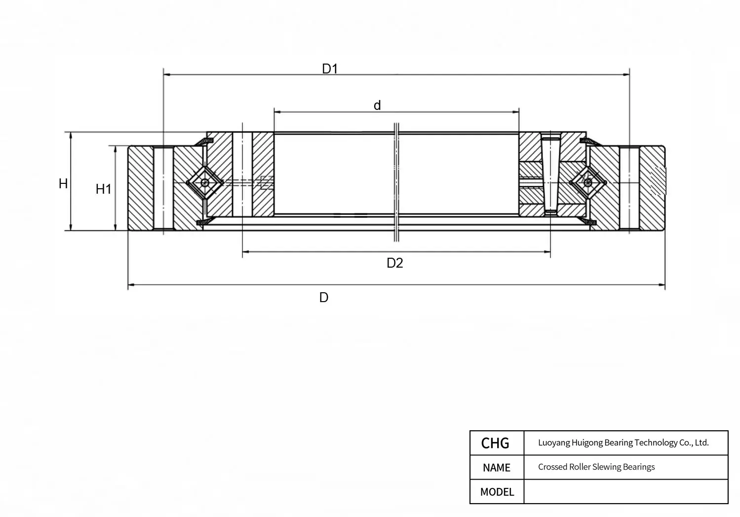 CAD Drawing and Dimensions for D797/2992 Crossed Roller Slewing Bearings