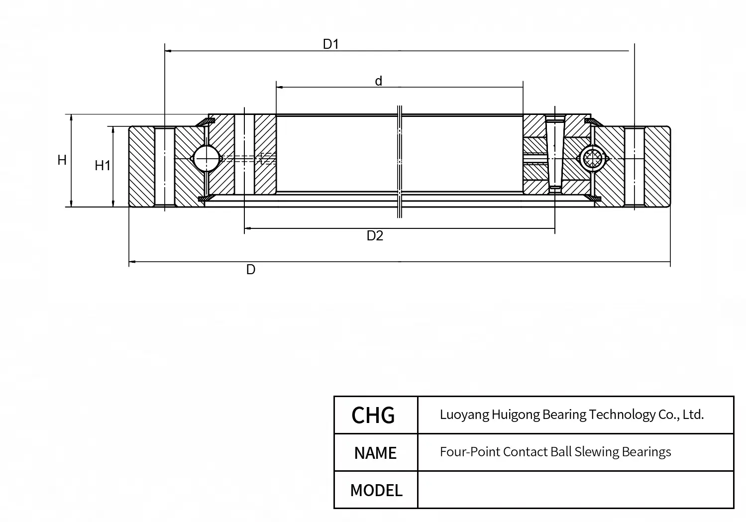 010.10.228.03 - Four-Point Contact Ball Slewing Bearings CAD Drawing