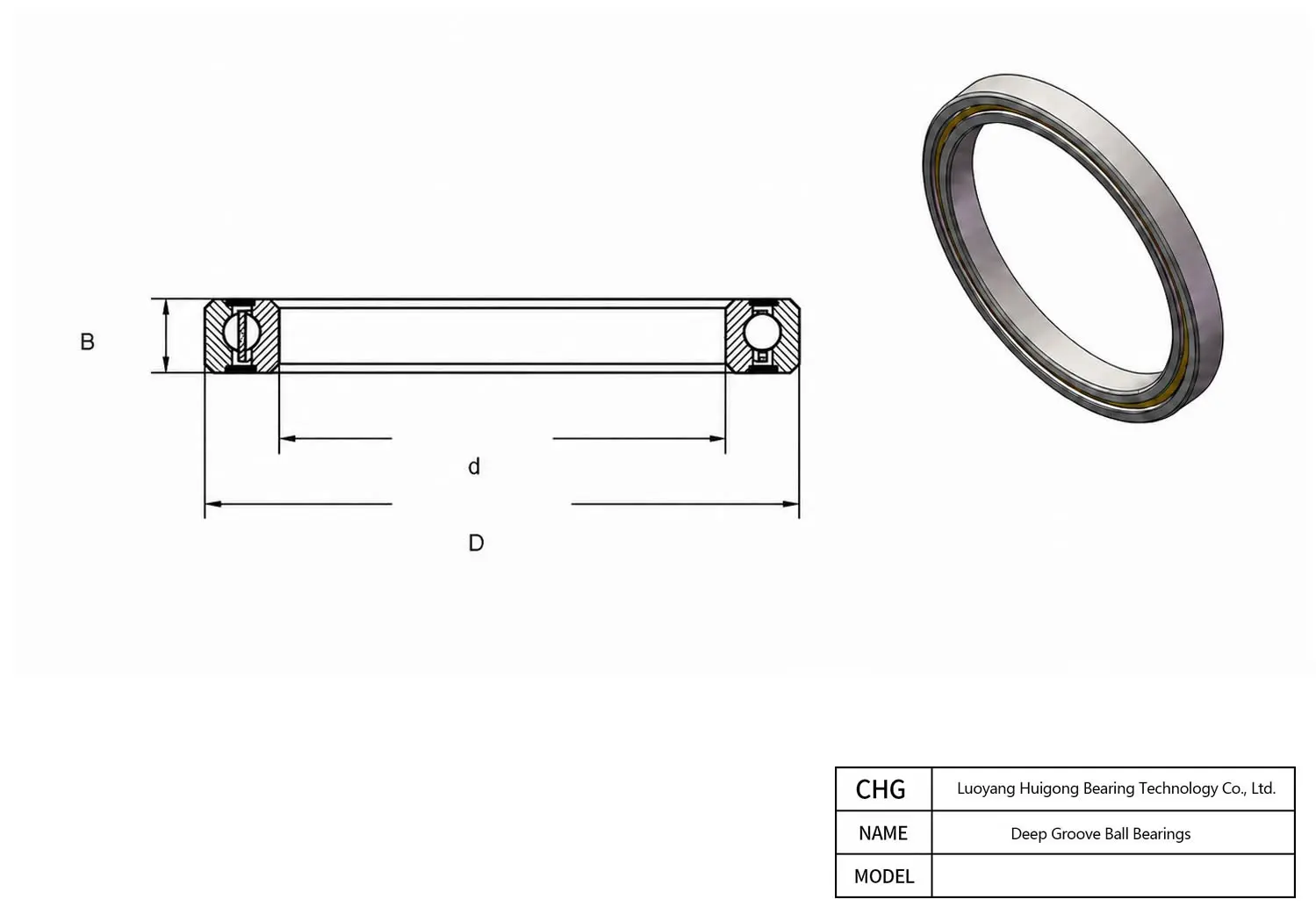 6338EA - Deep Groove Ball Bearings CAD Drawing