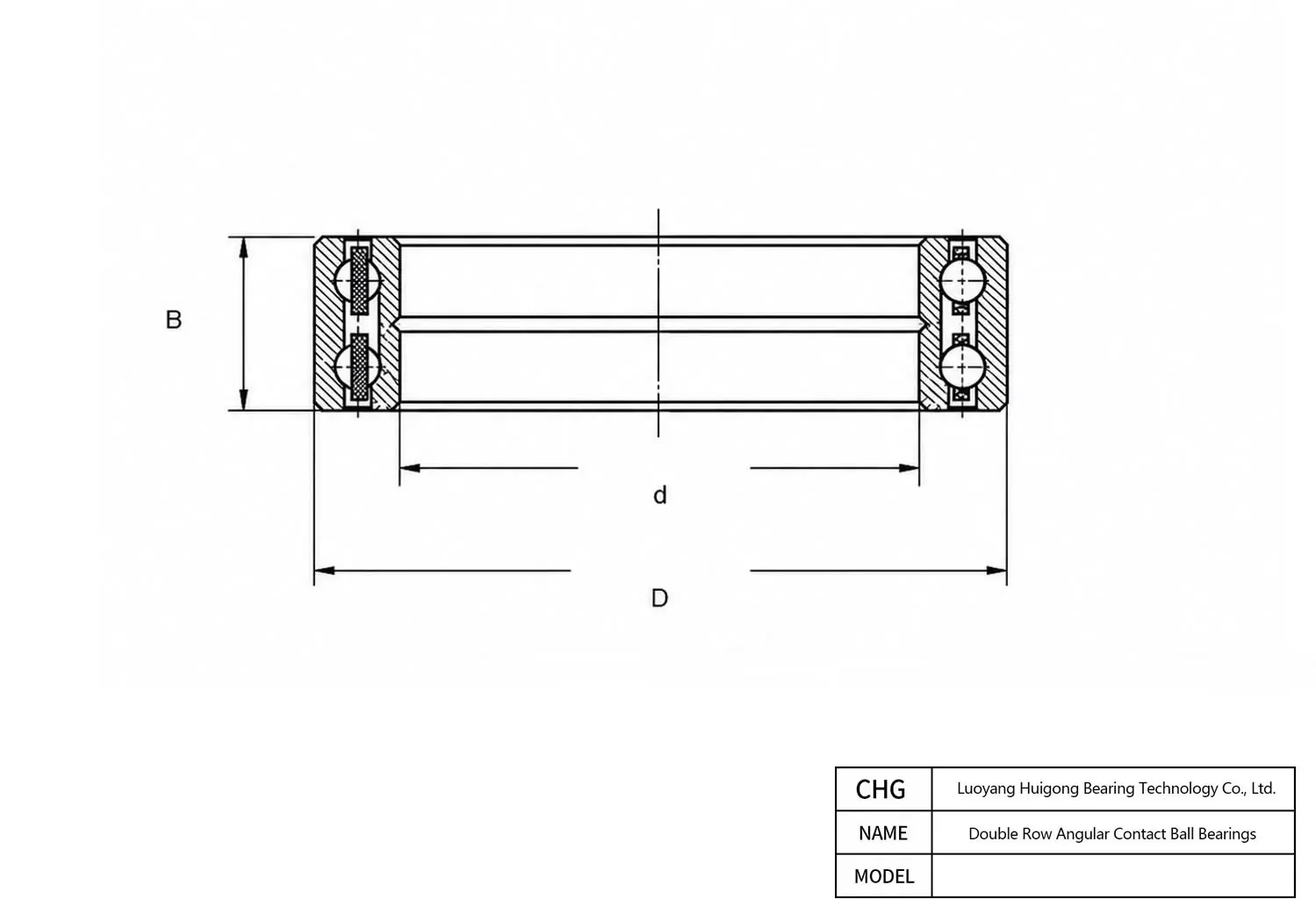 CAD Drawing and Dimensions for 120BDZ1901E4 Double Row Angular Contact Ball Bearings