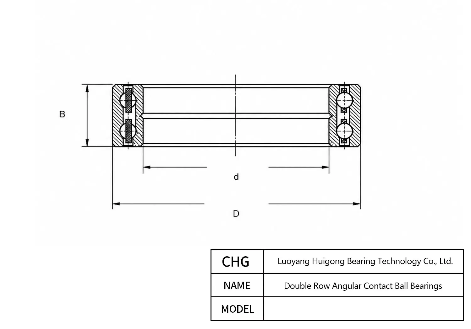 120BDZ1901E4 - Double Row Angular Contact Ball Bearings CAD Drawing