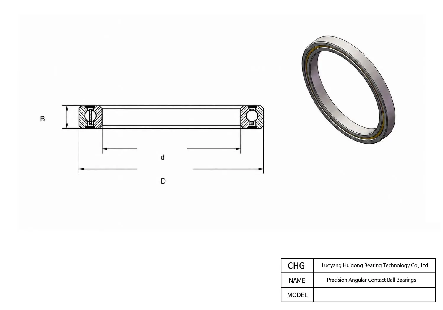 CAD Drawing and Dimensions for 718/530P4 Angular Contact Ball Bearings（718 / 719 SERIES）