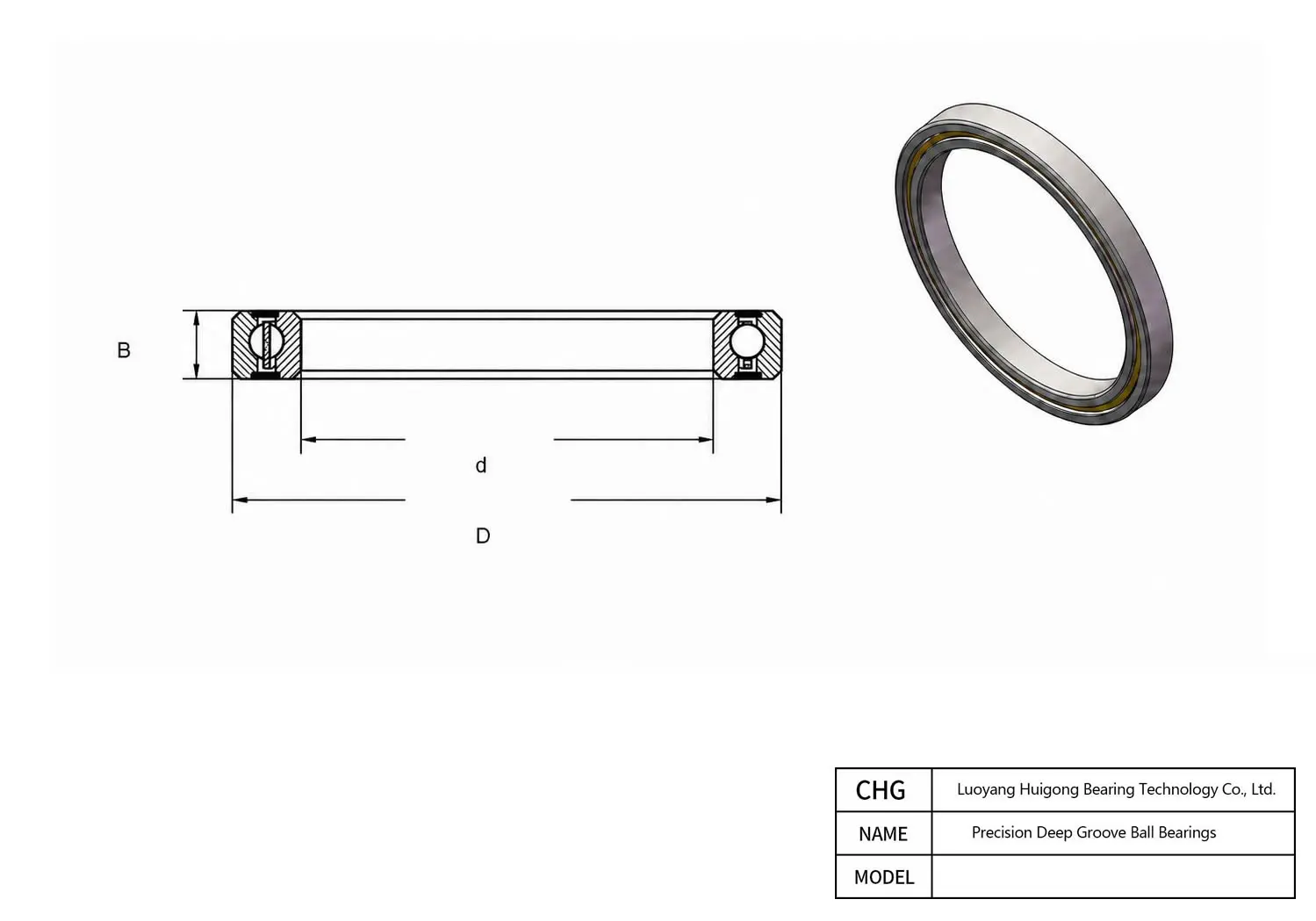 CAD Drawing and Dimensions for 61903P4 Deep Groove Ball Bearings（618 / 619 SERIES）